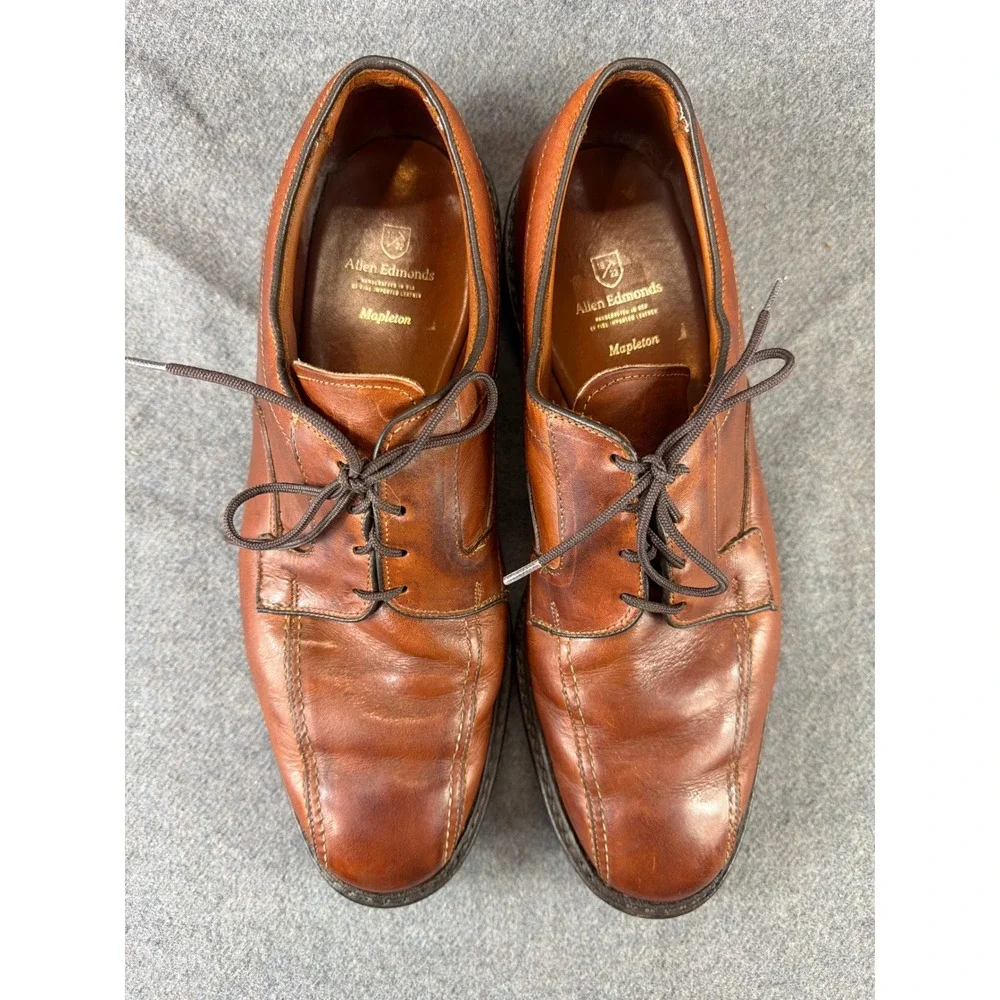 Allen Edmonds Mapleton Shoes Mens 12D‎ Brown Leather Split Toe Derby USA Made